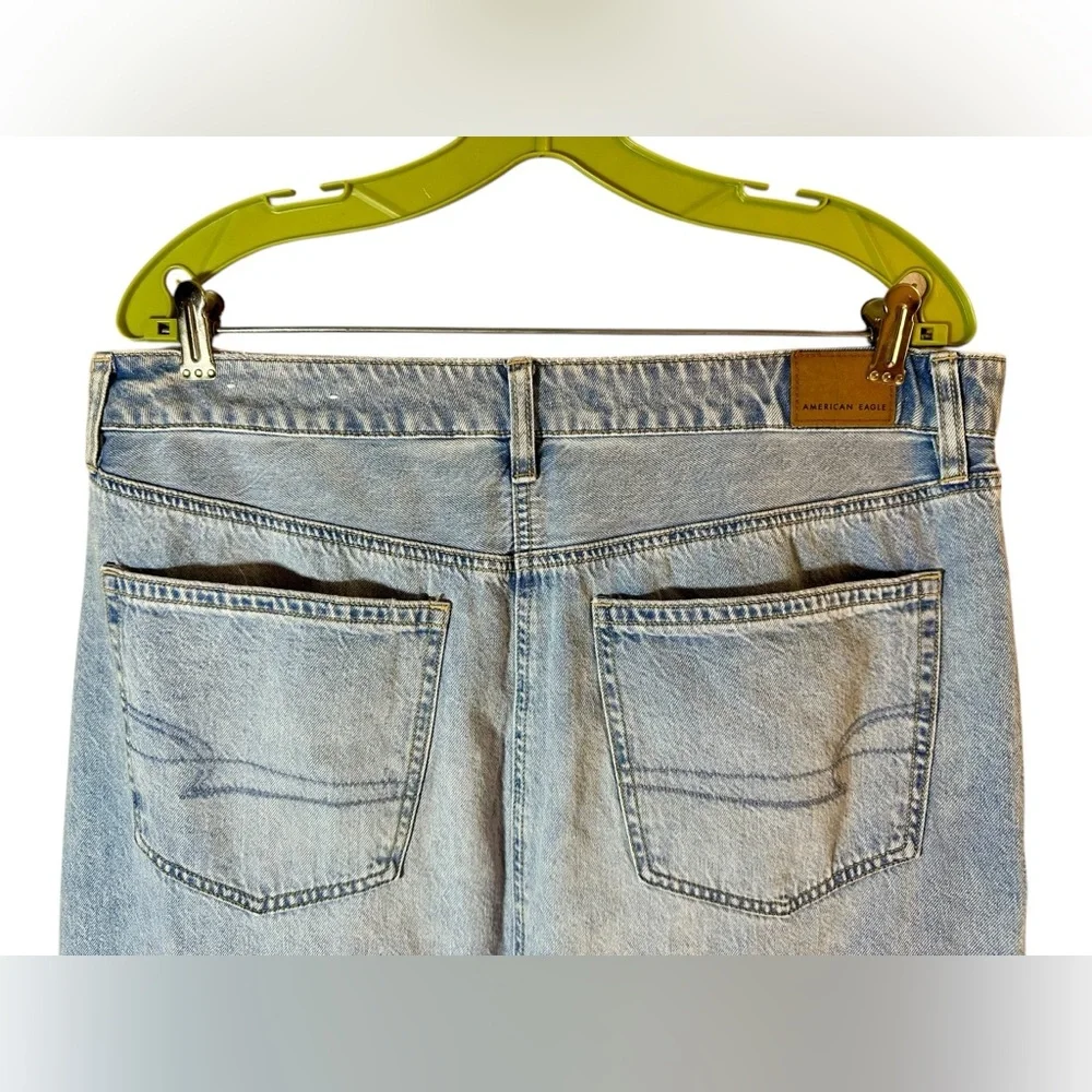 American Eagle AE Dreamy Drape Low Rise Denim Maxi Skirt Front Slit Womens 12
